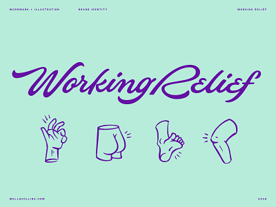 Working Relief Wordmark brand design branding hand lettering illustration lettering ligature logo logo design logo 幸运体彩飞艇168开奖官网直播 logotype packaging script type typography wells wells collins wordmark logo working relief