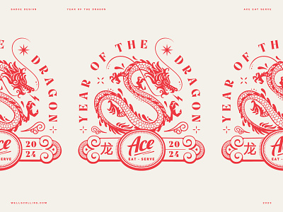 ACE Year of the Dragon Badge 2024 badge ace arch badge badge design chinese new year design dragon illustration logo logo designer restaurant logo typography wells wells collins year of the dragon