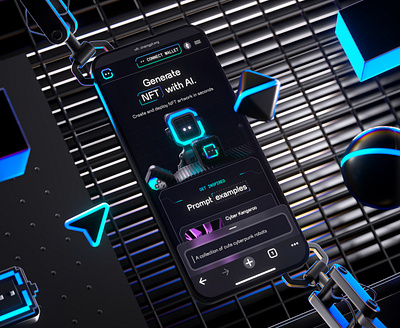 ChainGPT AI NFT Generator — Mobile UI 3d 3d design ai ai generator blockchain blockchain design crypto crypto design mobile design mobile ui nft nft ai nft generator nft marketplace responsive design ui