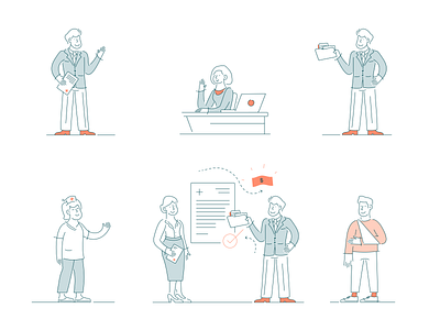 Customer community illustrations 2d character graphic design health hero illustration medical vector