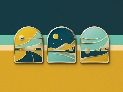 Horizons Enamel Pins + Black Friday Sale beach black friday dan kuhlken desert dkng dkng studios enamel pin geometric horizons mountains nathan goldman pin vector